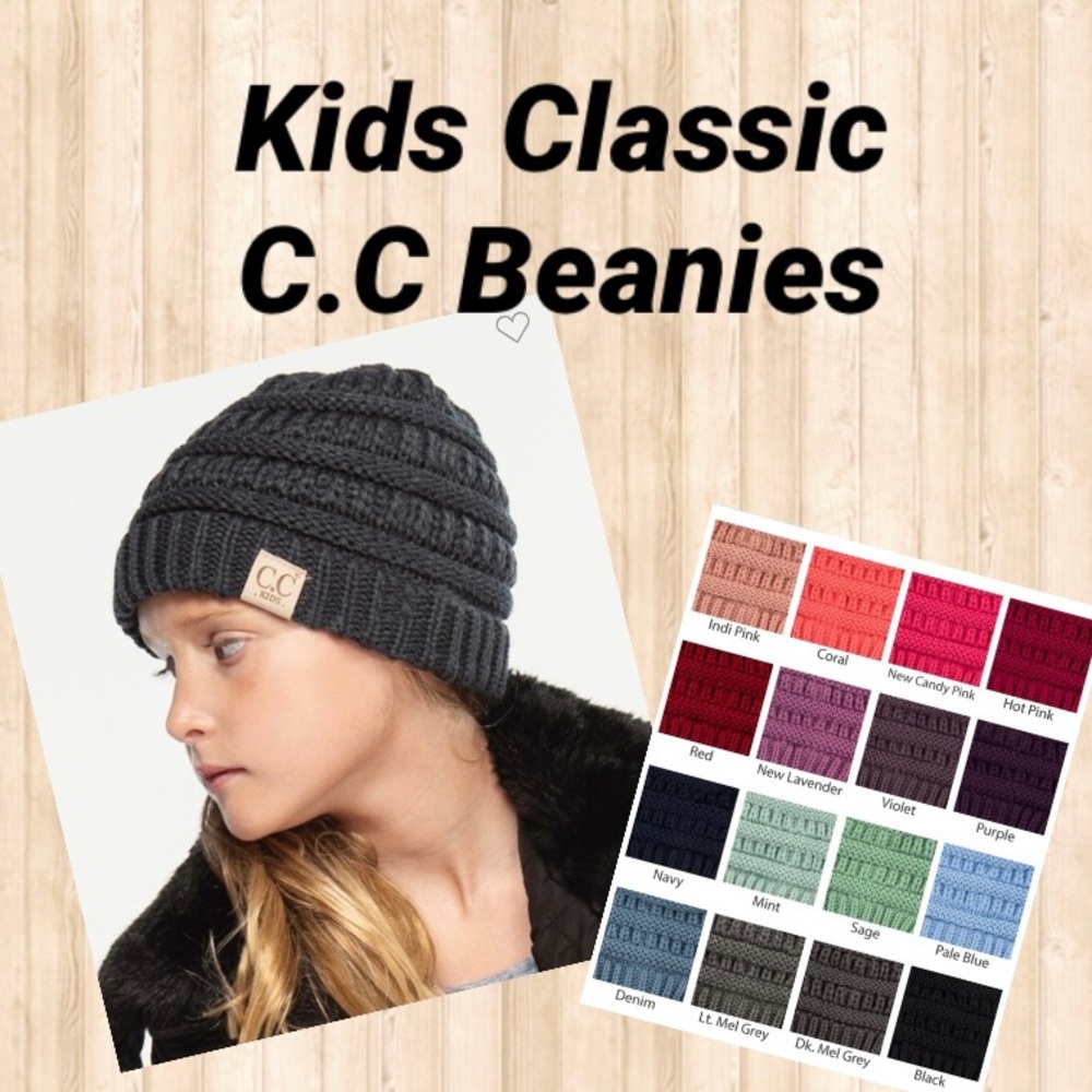 Kids Classic Authentic C.C Exclusive Cable Knit beanie Hat Assorted Colors NWT